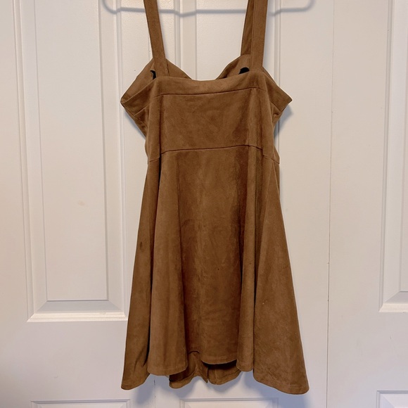 Solid Suede Button Front Casual Dress - Picture 6 of 6